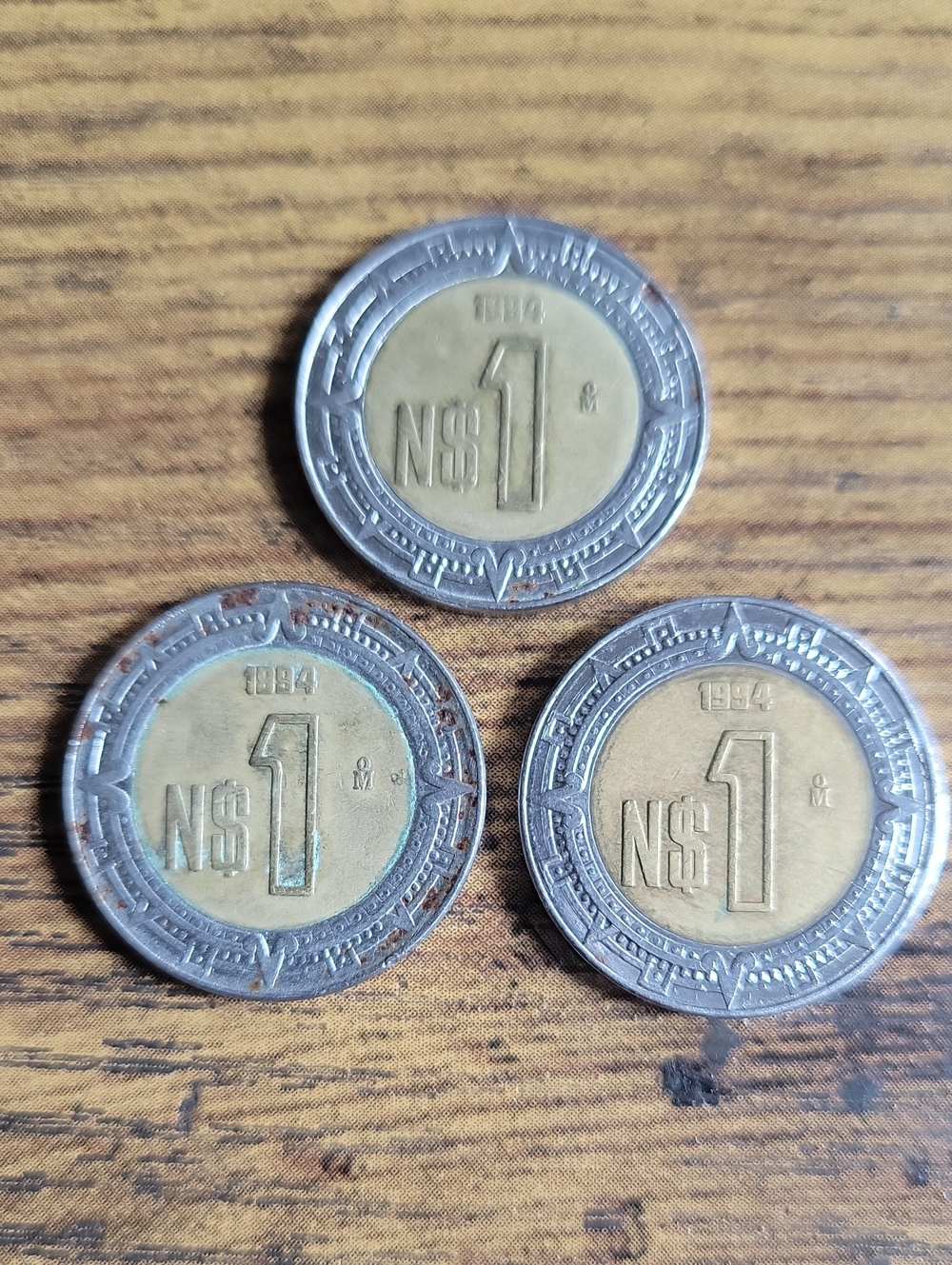 1994 Mexican 1 Nuevo Peso Coins- Set Of 3